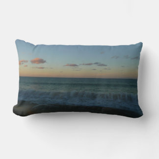 Waves Crashing at Sunset Beach Landscape Lumbar Pillow
