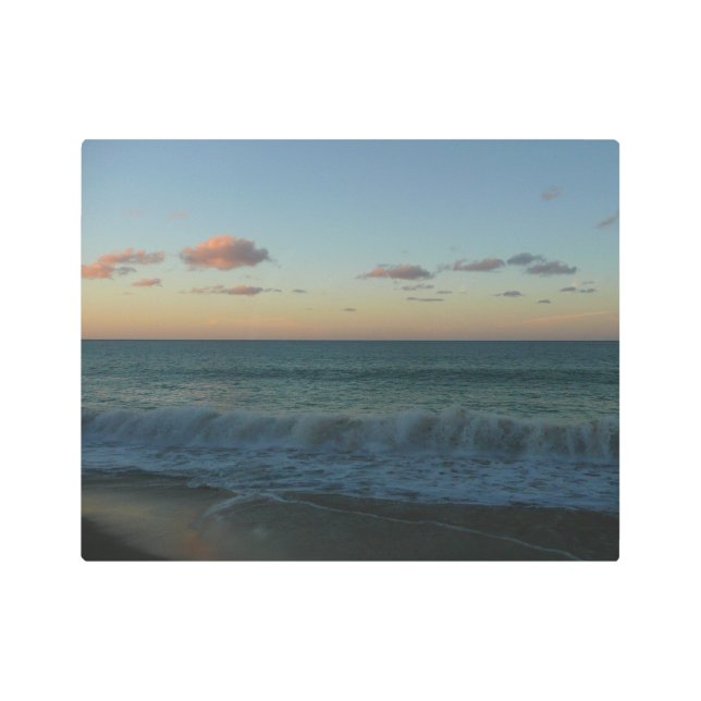 Waves Crashing at Sunset Beach Landscape Metal Print (Front)