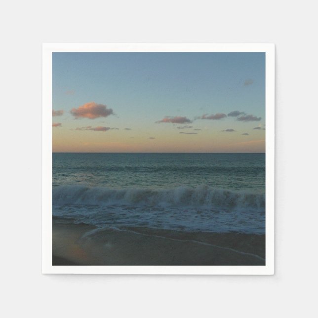 Waves Crashing at Sunset Beach Landscape Napkins (Front)