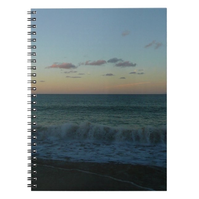 Waves Crashing at Sunset Beach Landscape Notebook (Front)