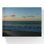 Waves Crashing at Sunset Beach Landscape Paperweight