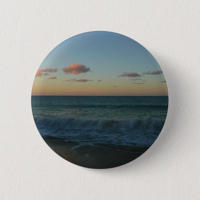 Waves Crashing at Sunset Beach Landscape Pinback Button (Front)