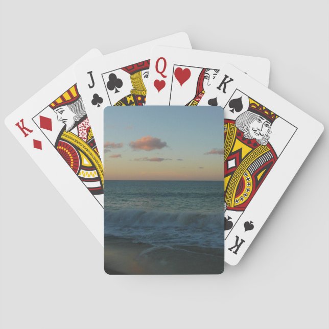 Waves Crashing at Sunset Beach Landscape Poker Cards (Back)