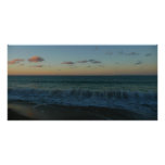 Waves Crashing at Sunset Beach Landscape Poster