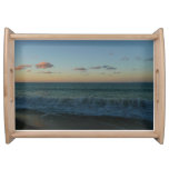 Waves Crashing at Sunset Beach Landscape Serving Tray