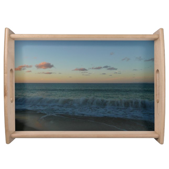 Waves Crashing at Sunset Beach Landscape Serving Tray (Front)