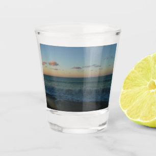 Waves Crashing at Sunset Beach Landscape Shot Glass