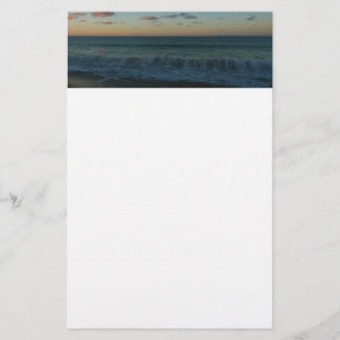 Waves Crashing at Sunset Beach Landscape Stationery