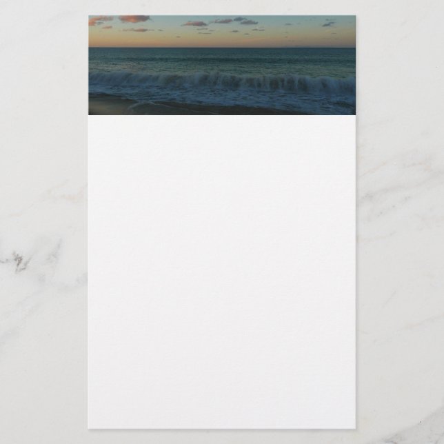 Waves Crashing at Sunset Beach Landscape Stationery (Front)