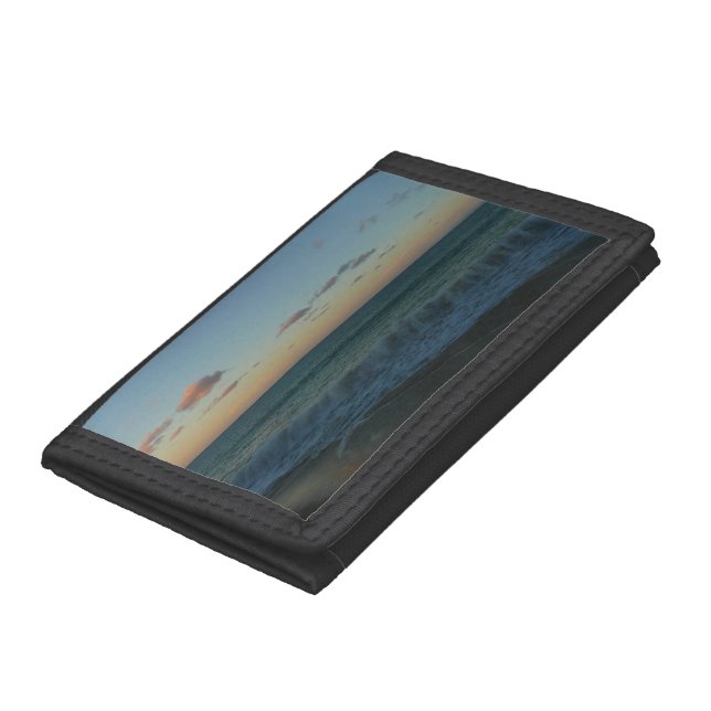 Waves Crashing at Sunset Beach Landscape Trifold Wallet (Bottom)