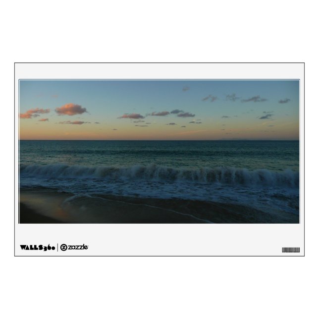 Waves Crashing at Sunset Beach Landscape Wall Decal (Front)