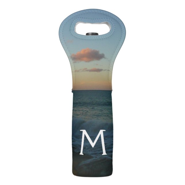 Waves Crashing at Sunset Beach Landscape Wine Bag (Front)