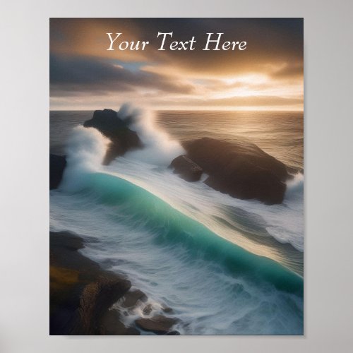 Waves Crashing on a Rocky Coast Poster