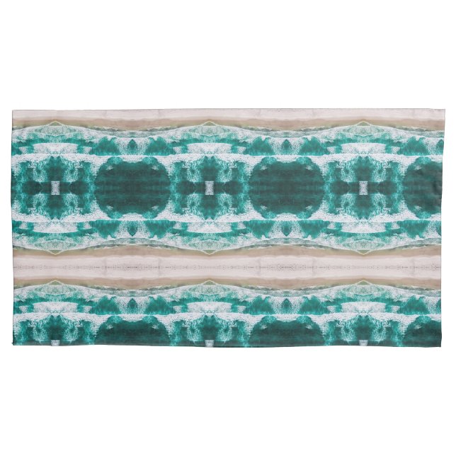 Waves crashing on a sandy beach medium pattern pillow case (Front)