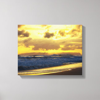 Waves Crashing on Kauai Beach at Sunset Canvas Print