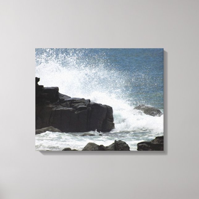 Waves Crashing on Rocks Canvas Print (Front)
