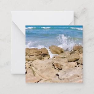 Waves crashing on rocky shore mini notecard set