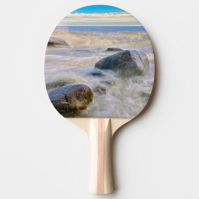 Waves crashing on shoreline rocks Ping-Pong paddle (Front)