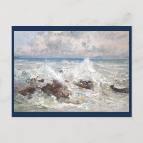 Waves crashing on the rocks at Bordighera  Postcard