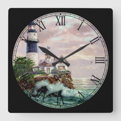 Waves Crashing on the Shore Fine Art Square Wall Clock