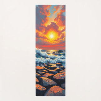 waves crashing over smooth stones yoga mat