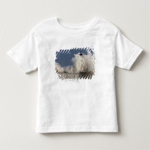 Waves Crashing Up Against A Lighthouse Toddler T_shirt