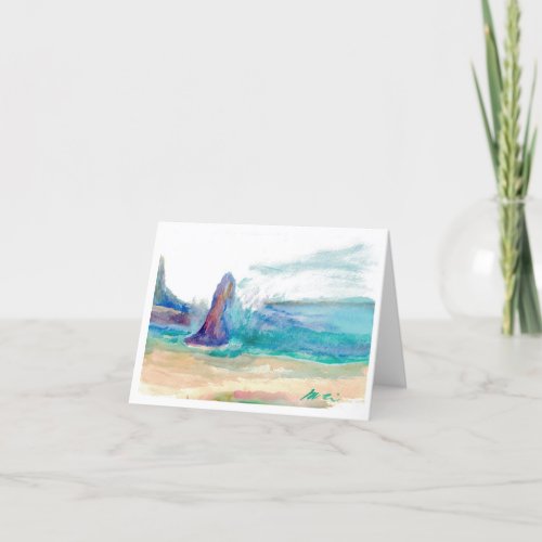 Waves Crashing Watercolor Blank Card