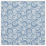 Waves, Curls and Spirals Pattern on Denim Blue Fabric