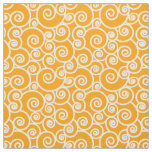 Waves, Curls and Spirals Pattern on Saffron Gold Fabric