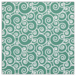 Waves, Curls and Spirals Pattern on Verdant Green Fabric