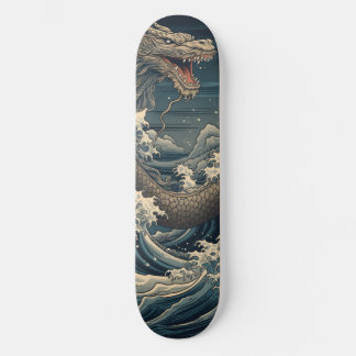 Waves Dragon Japanese Art Skateboard
