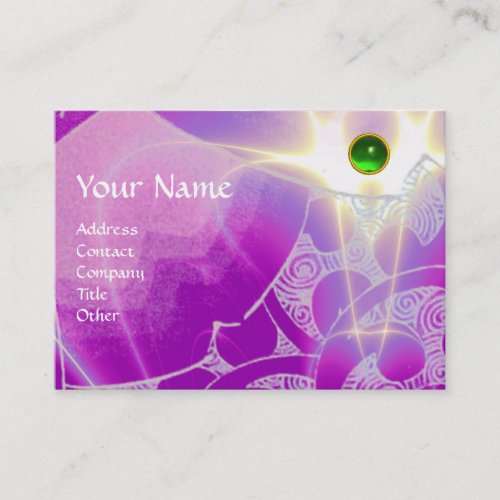 WAVES EMERALD MONOGRAMbright light purple green Business Card
