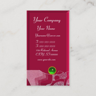 WAVES EMERALD MONOGRAM, purple white green red Business Card