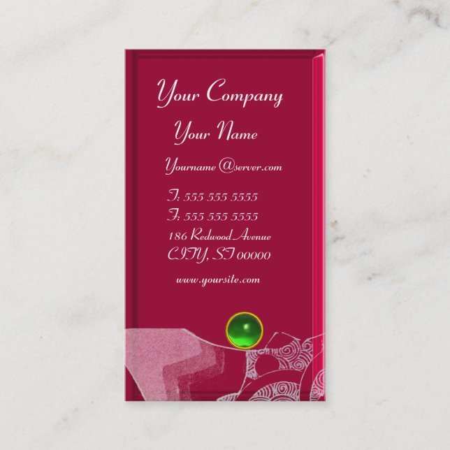 WAVES EMERALD MONOGRAM, purple  white green red Business Card (Front)
