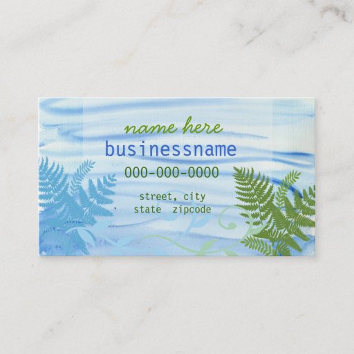 Customizable Waves &amp; Ferns Profile Card Business Card Template