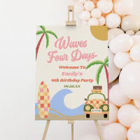 Waves Four Days 4th Birthday Party Welcome Sign