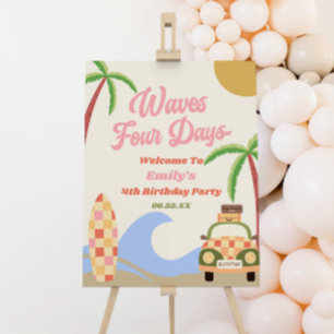 Waves Four Days 4th Birthday Party Welcome Sign