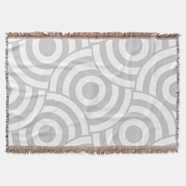 Waves Gray and White Pattern Throw Blanket (Front)