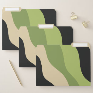 waves, green, black and beige curves colorful file folder