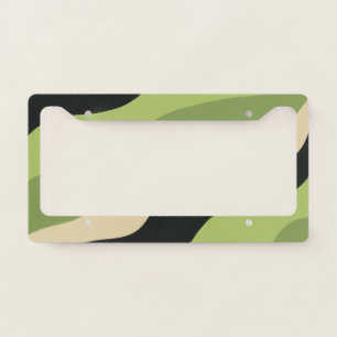 waves, green, black and beige curves colorful license plate frame