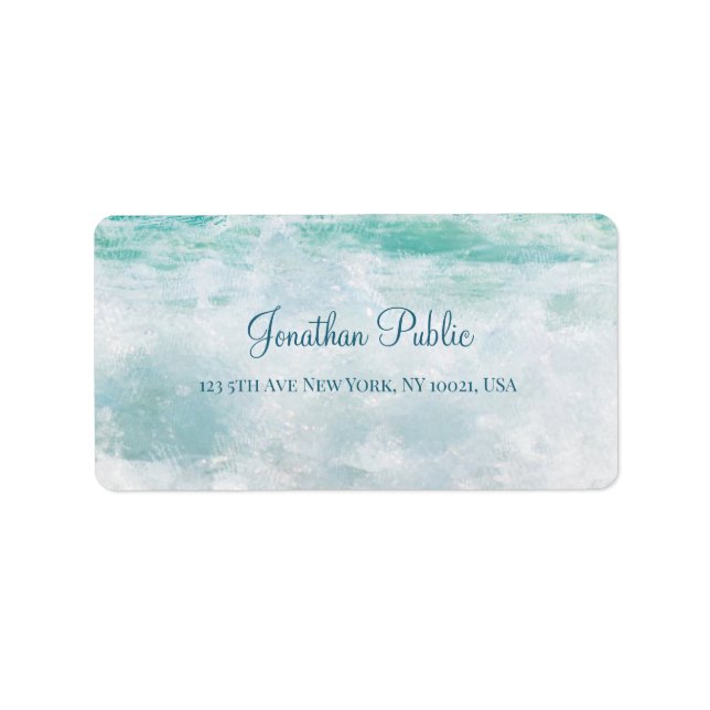 Waves Handwritten Script Text Elegant Modern Label (Front)