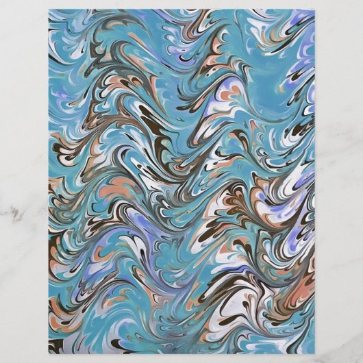 Waves In Blue Acrylic Pour Aqueous Surface Design (Front)