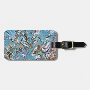 Waves In Blue Acrylic Pour Aqueous Surface Design Luggage Tag