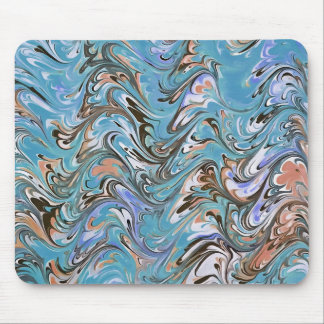Waves In Blue Acrylic Pour Aqueous Surface Design Mouse Pad