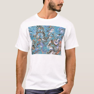 Waves In Blue Acrylic Pour Aqueous Surface Design T-Shirt