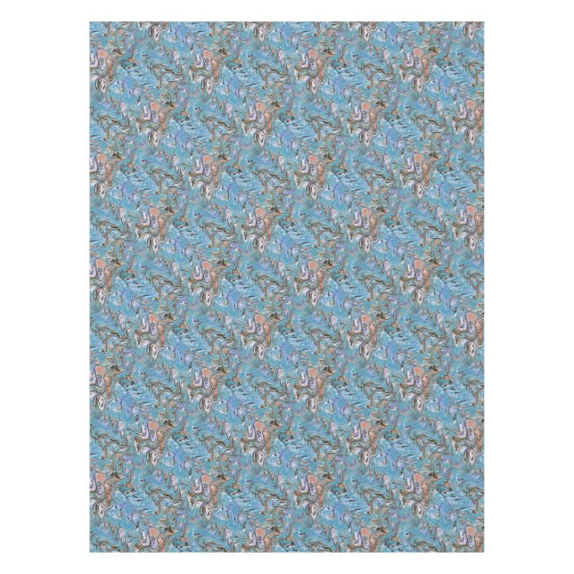 Waves In Blue Acrylic Pour Aqueous Surface Design Tablecloth (Front)