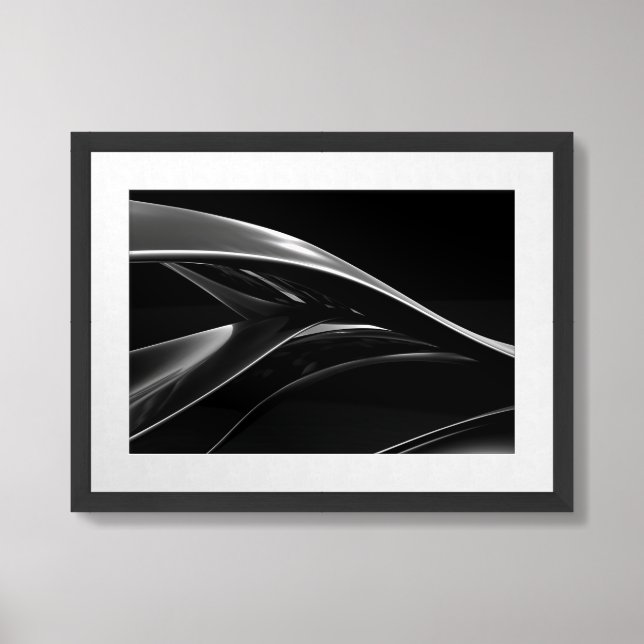 Waves in Chrome abstract black & white photograph Framed Art (Framed Front)