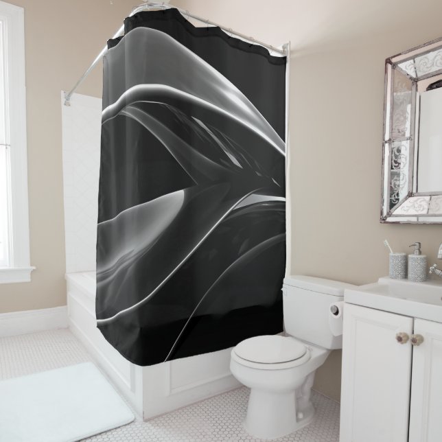 Waves in Chrome abstract black & white photograph Shower Curtain (In Situ)