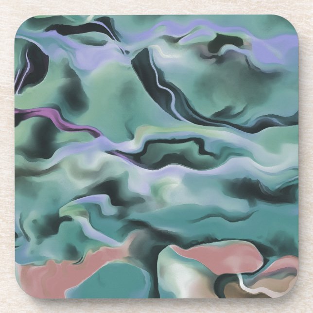Waves In Harmony Acrylic Marbleizing Abstract Art Coaster (Front)