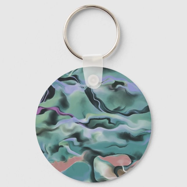 Waves In Harmony Acrylic Marbleizing Abstract Art Keychain (Front)